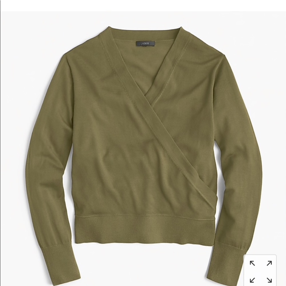 NWT JCrew wrap sweater Olive Green Sz L